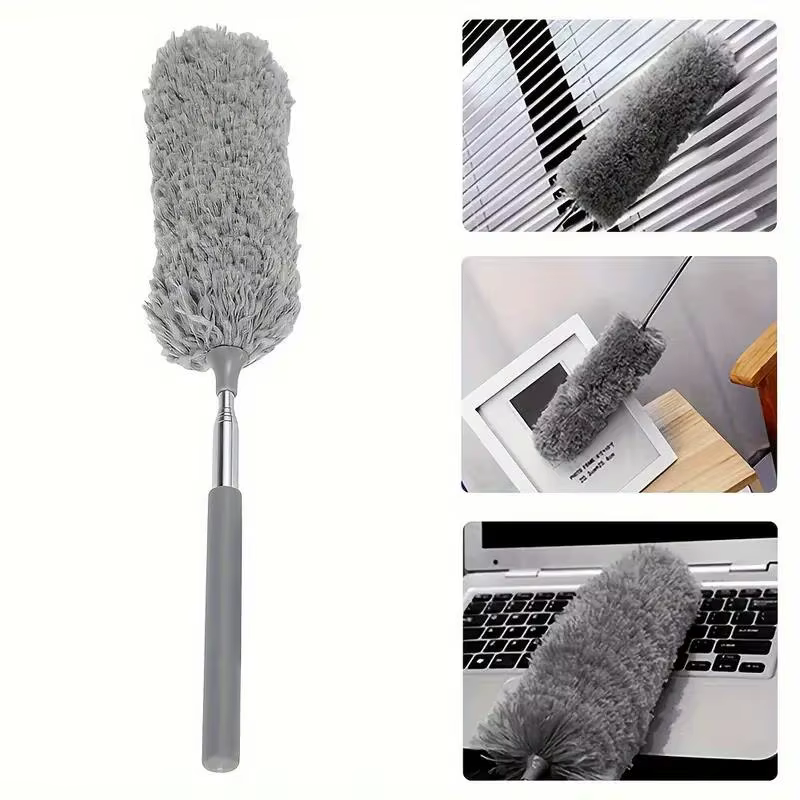 Poteau plumeau extensible en microfibre de 47 pouces, brosse pliable en acier inoxydable pour plafon