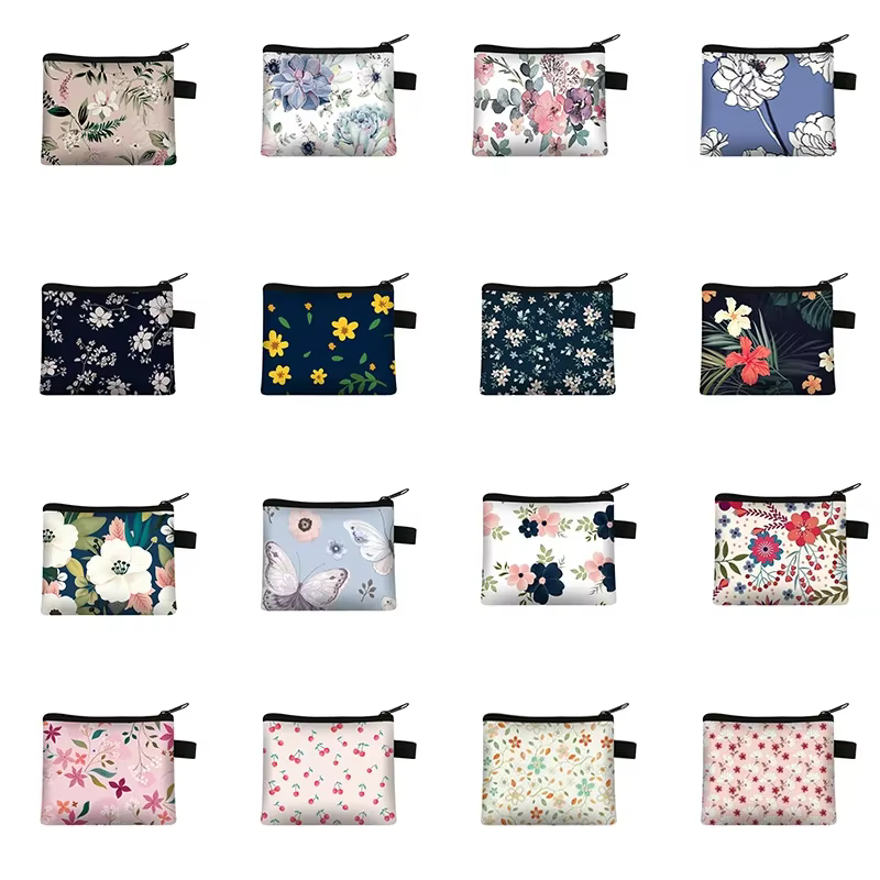 Petits sacs à cosmétiques imprimé Floral à carreaux, sac de rangement pour serviettes hygiéniques, p