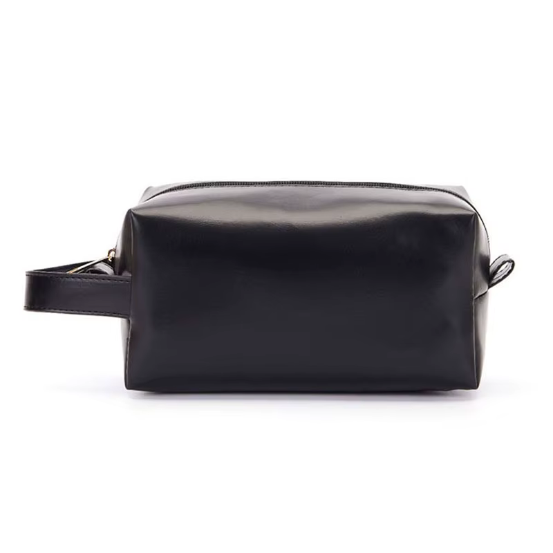 Sac de lavage en cuir PU tanné végétal, lettre personnalisée rétro faite à la main, sac de maquillag