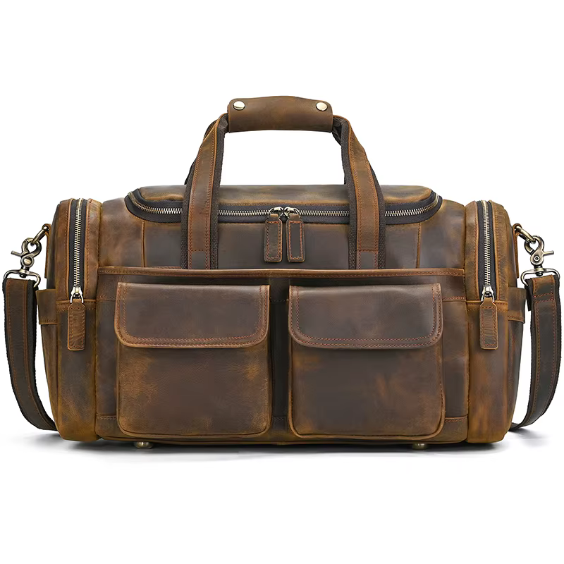 Sac de sport grande taille en cuir véritable pour hommes, sac de voyage de grande capacité en cuir d