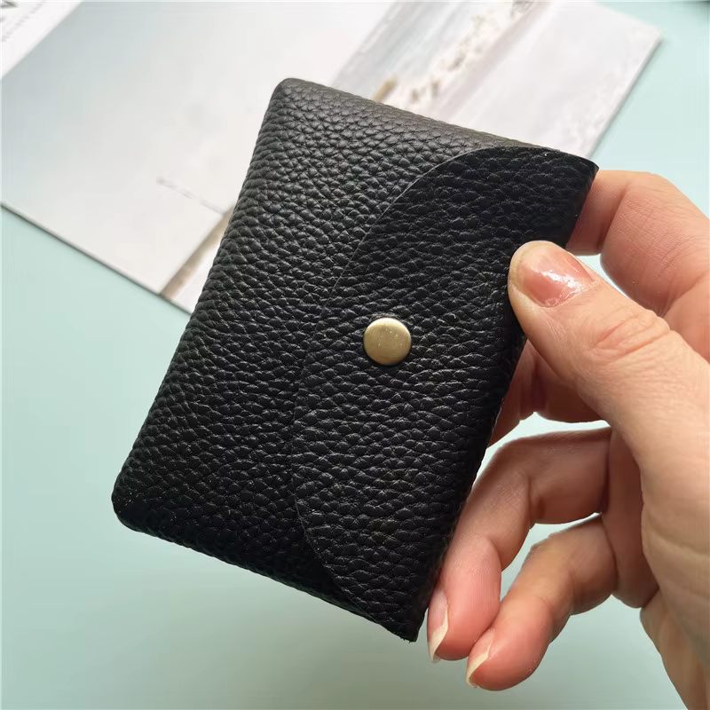 Porte-cartes en cuir véritable, accessoires de bureau portables, première couche, manches en cuir de
