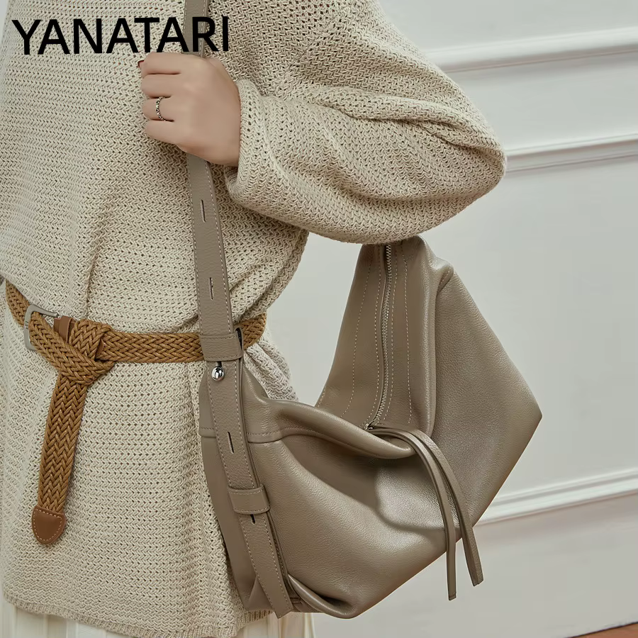 YANATARI sac de boulette en cuir souple sac en cuir souple grande capacité minimaliste sac à bandoul