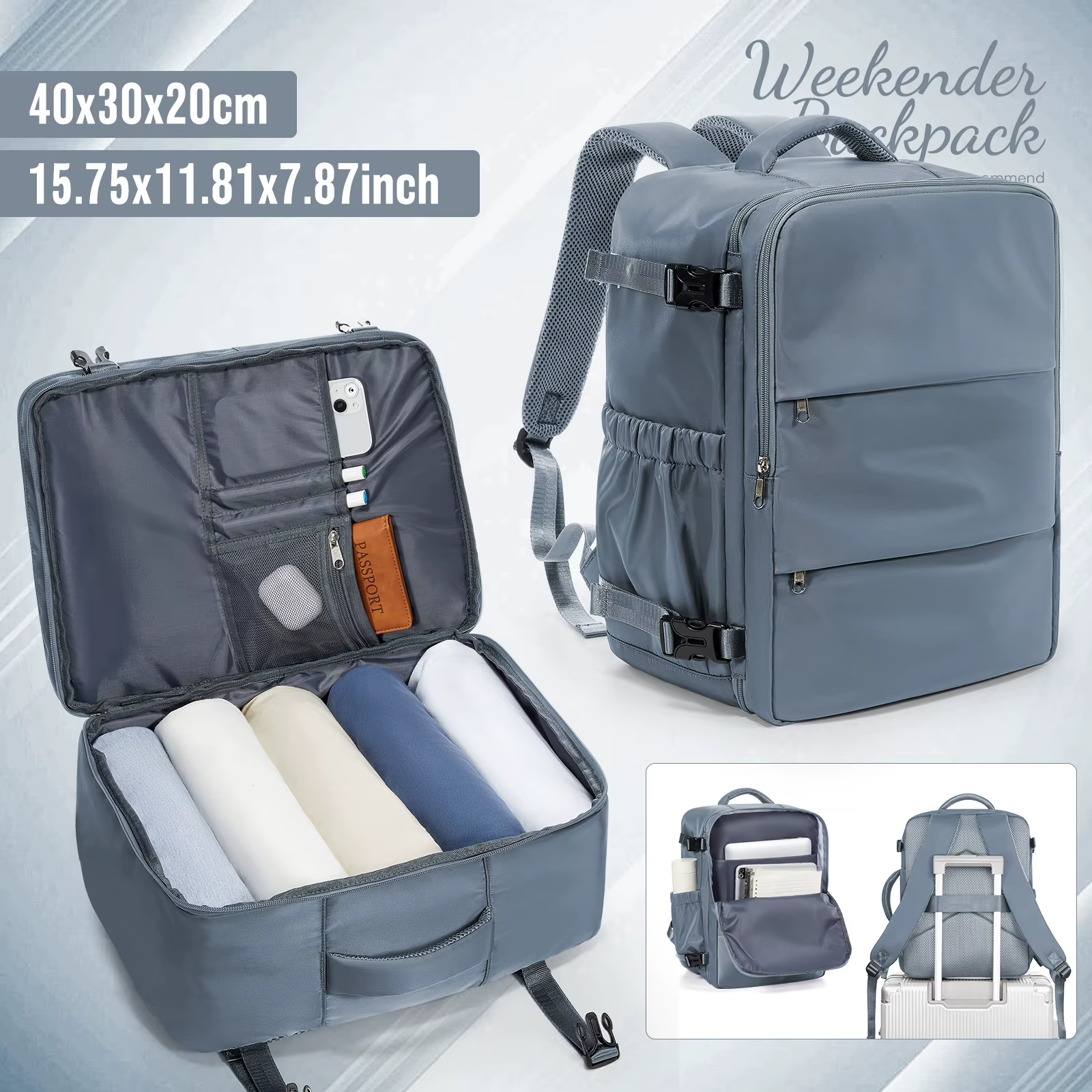 Sac à dos de voyage pour cabine d'avion 40x30x20
