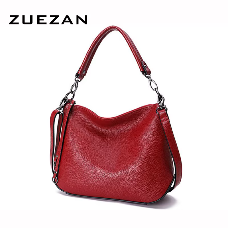 Hobo-Sac messager en cuir véritable pour femme