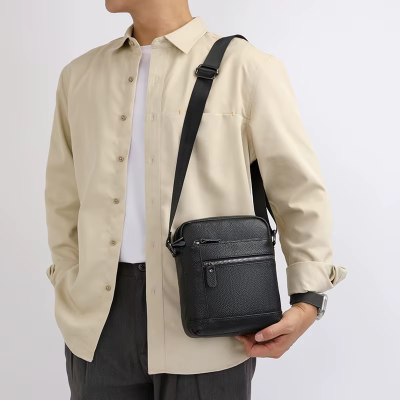 Sac de luxe en cuir véritable pour hommes