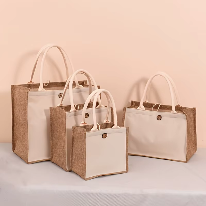 Nouveau sac fourre-tout en lin de style vertical