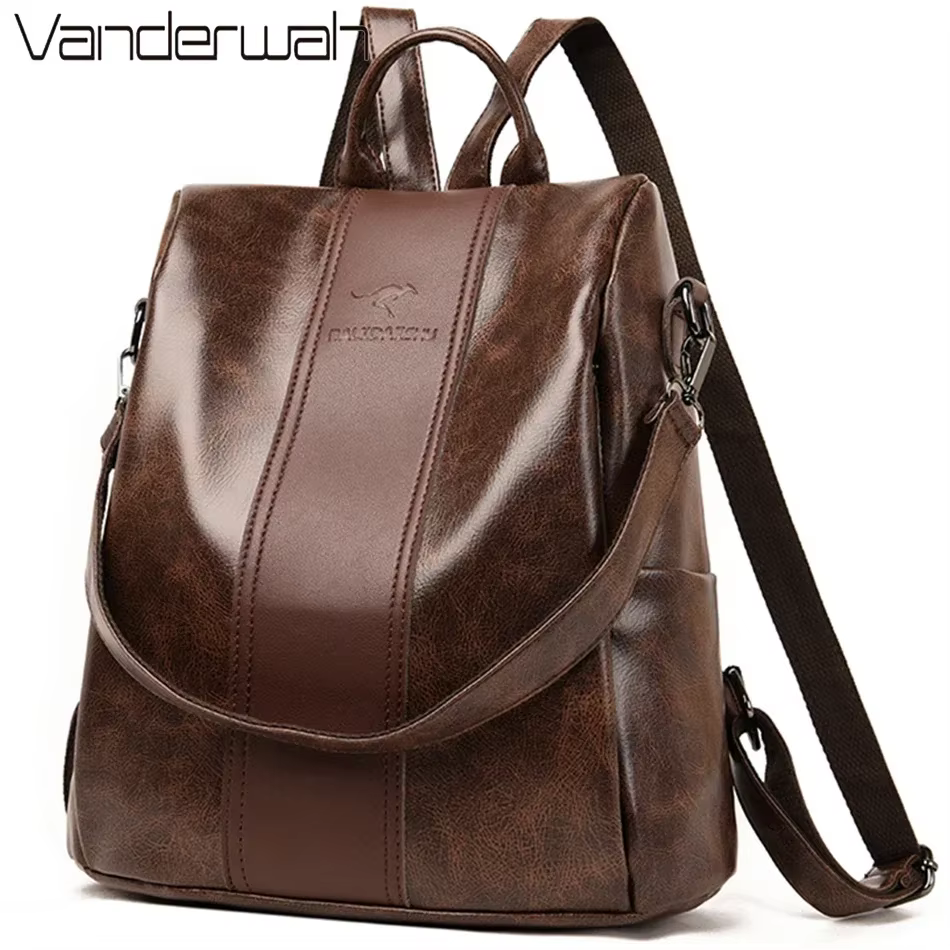 Sac à dos en cuir antivol pour femme