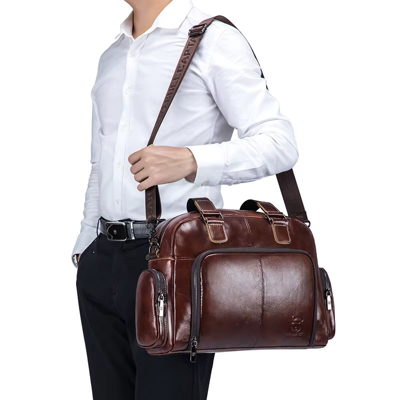 Sac à main en cuir véritable pour homme