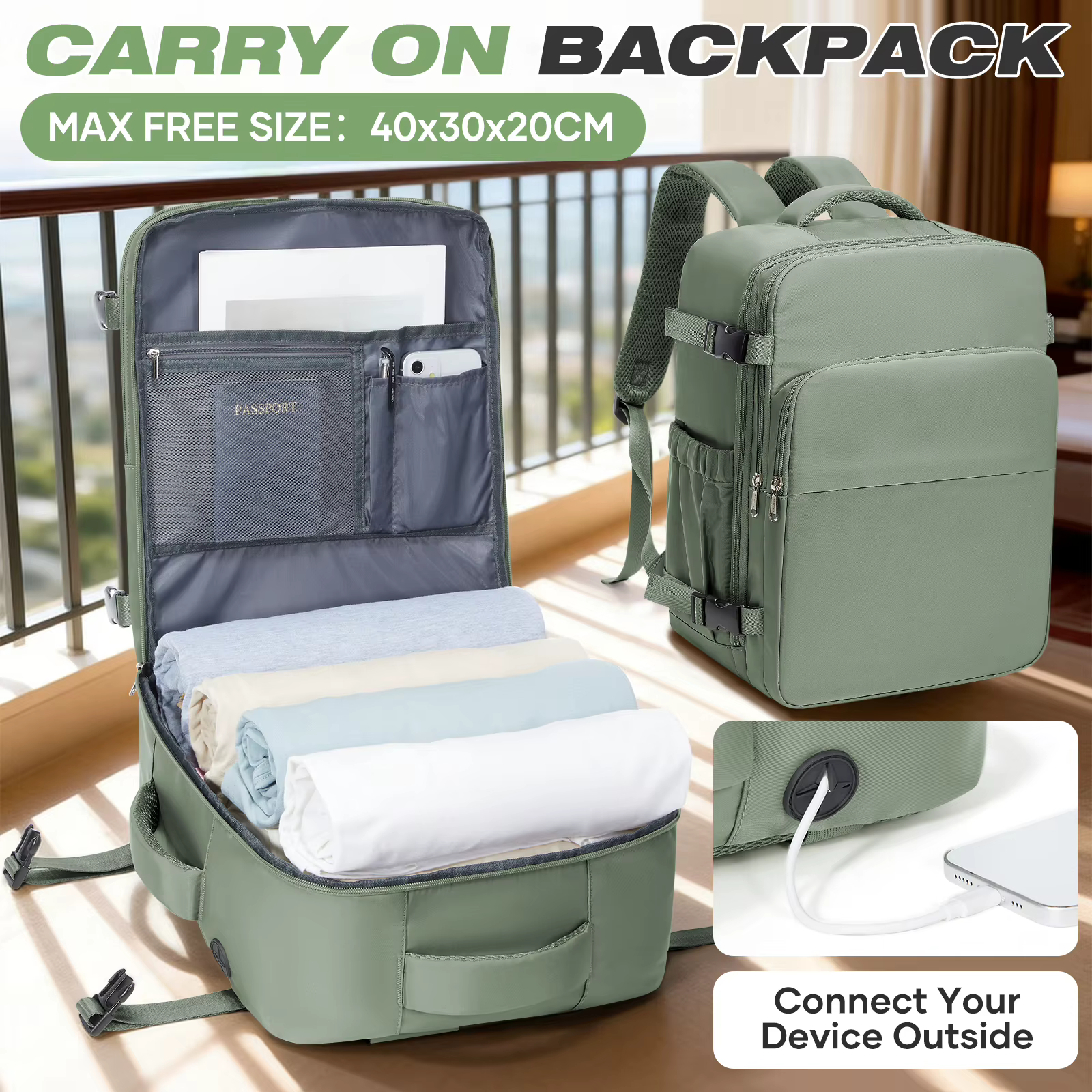 Sac à dos de voyage pour bagages à main en avion