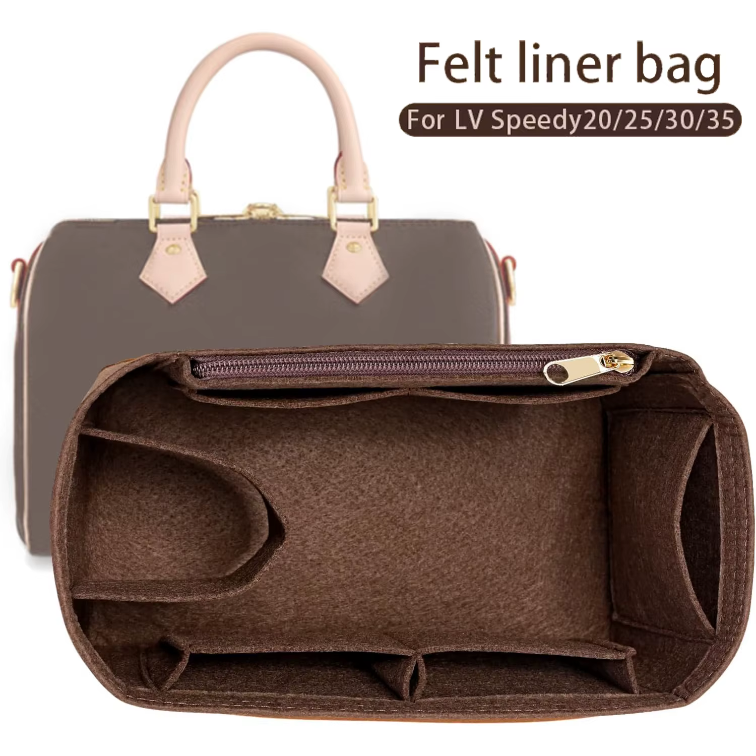 Organisateur de sac à main à rabat en feutre pour LV Speedy 25 30 35