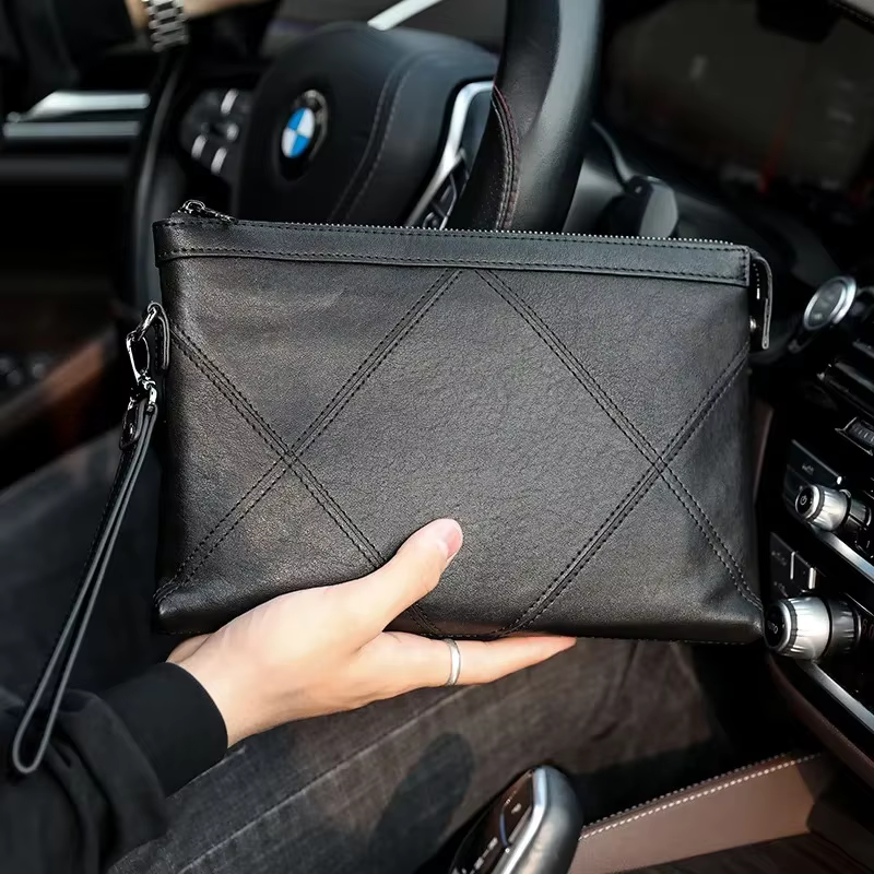 Sac à main en cuir véritable pour homme