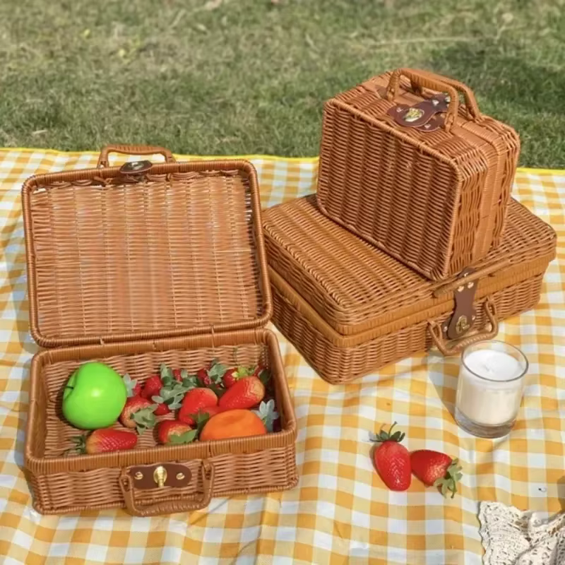 Valise rétro en rotin faite à la main