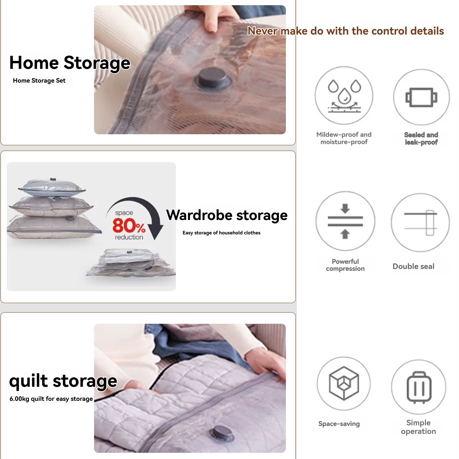 Sacs sous vide pour voyage avec pompe à air rechargeable