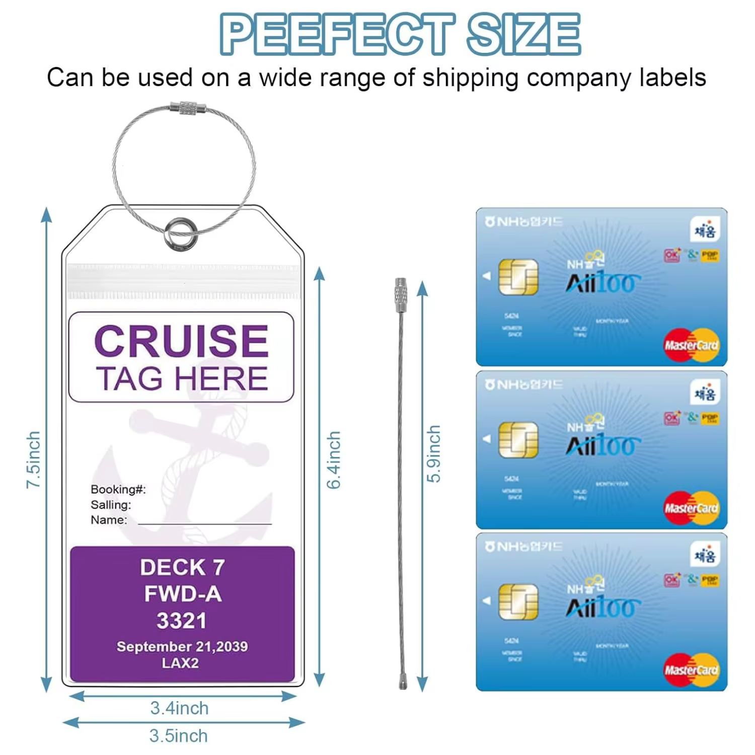 Lot de 5/8 porte-étiquettes de bagages pour croisière