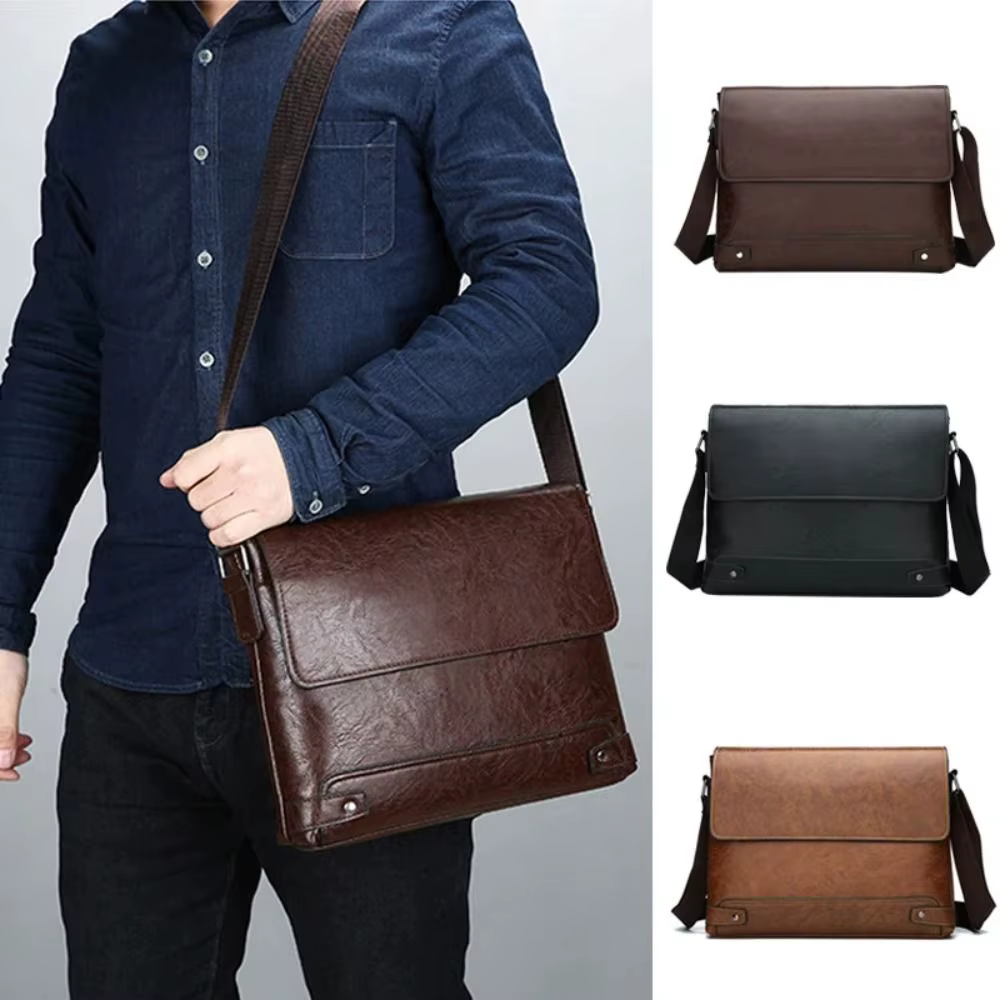 Porte-documents pour hommes en cuir PU fourre-tout Boston pour ordinateur portable épaule exécutif travail d'affaires messager bandoulière côté sac de créateur