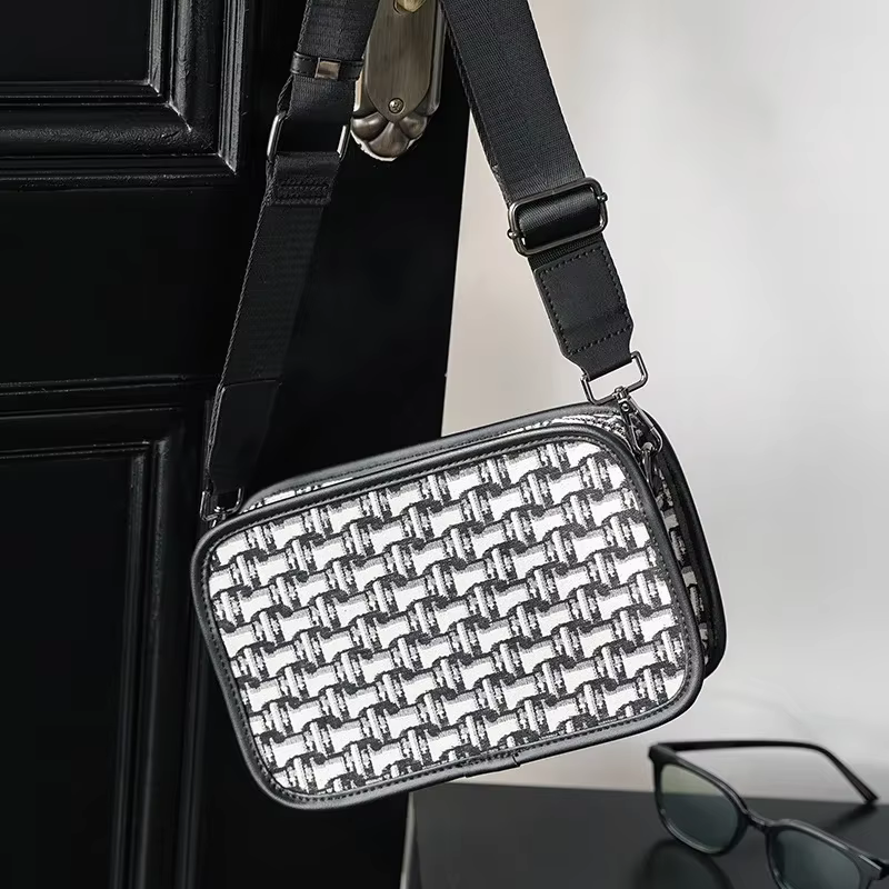 Mode hommes sac à bandoulière de luxe Jacquard toile épaule sacs de messager