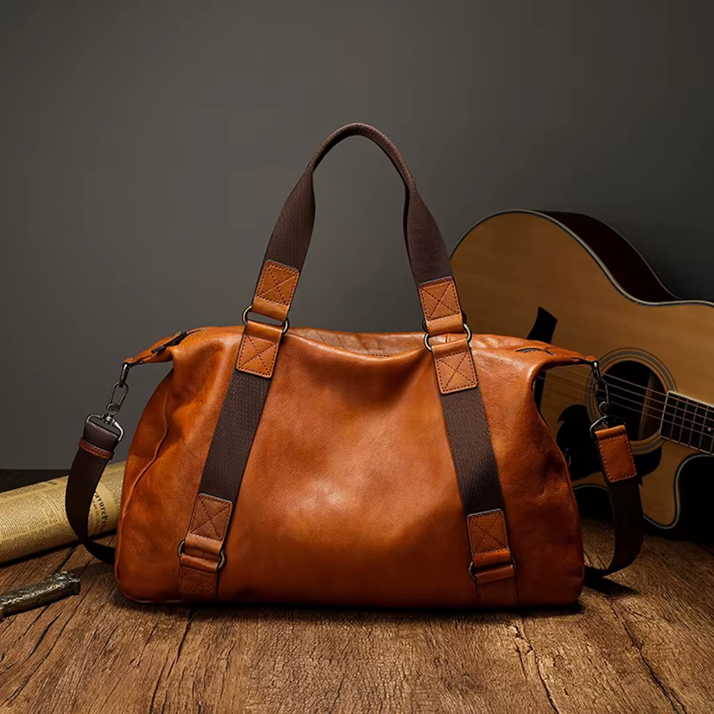 Sac de voyage pour hommes sac de bagage en cuir véritable