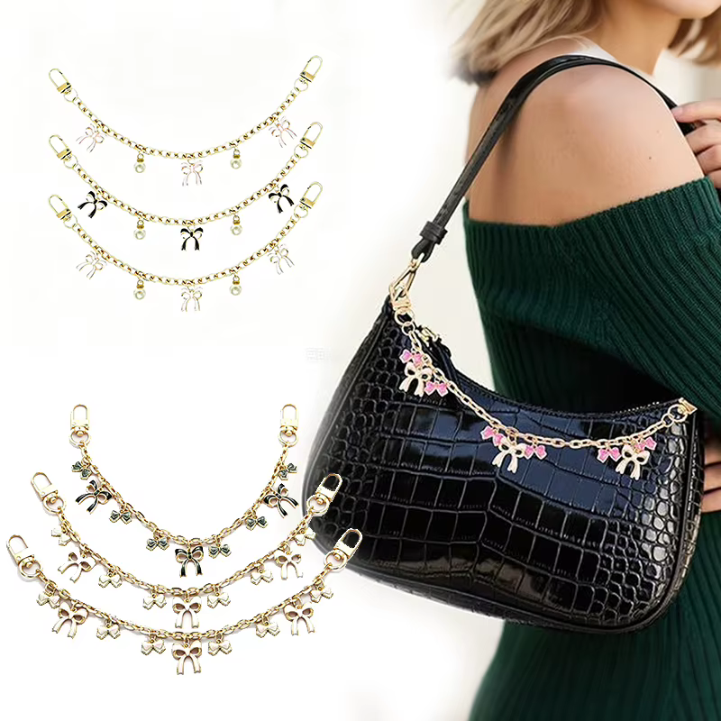 Breloque de sac à chaîne avec nœud tendance - Accessoires de sac suspendus avec pendentifs élégants pour la décoration de sacs