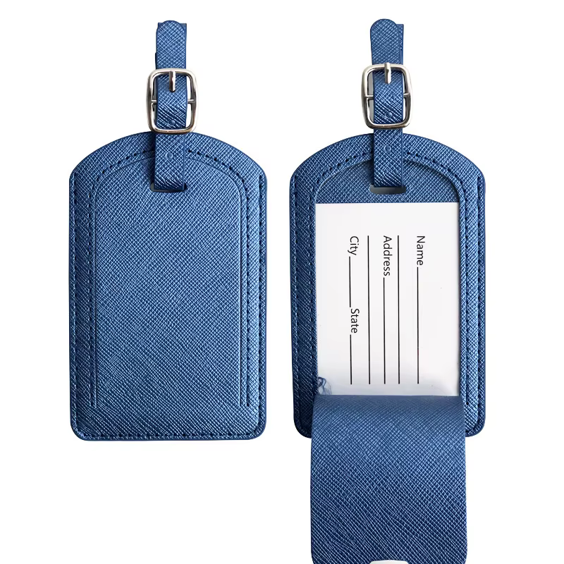 Saffiano-Étiquette de bagage en cuir PU
