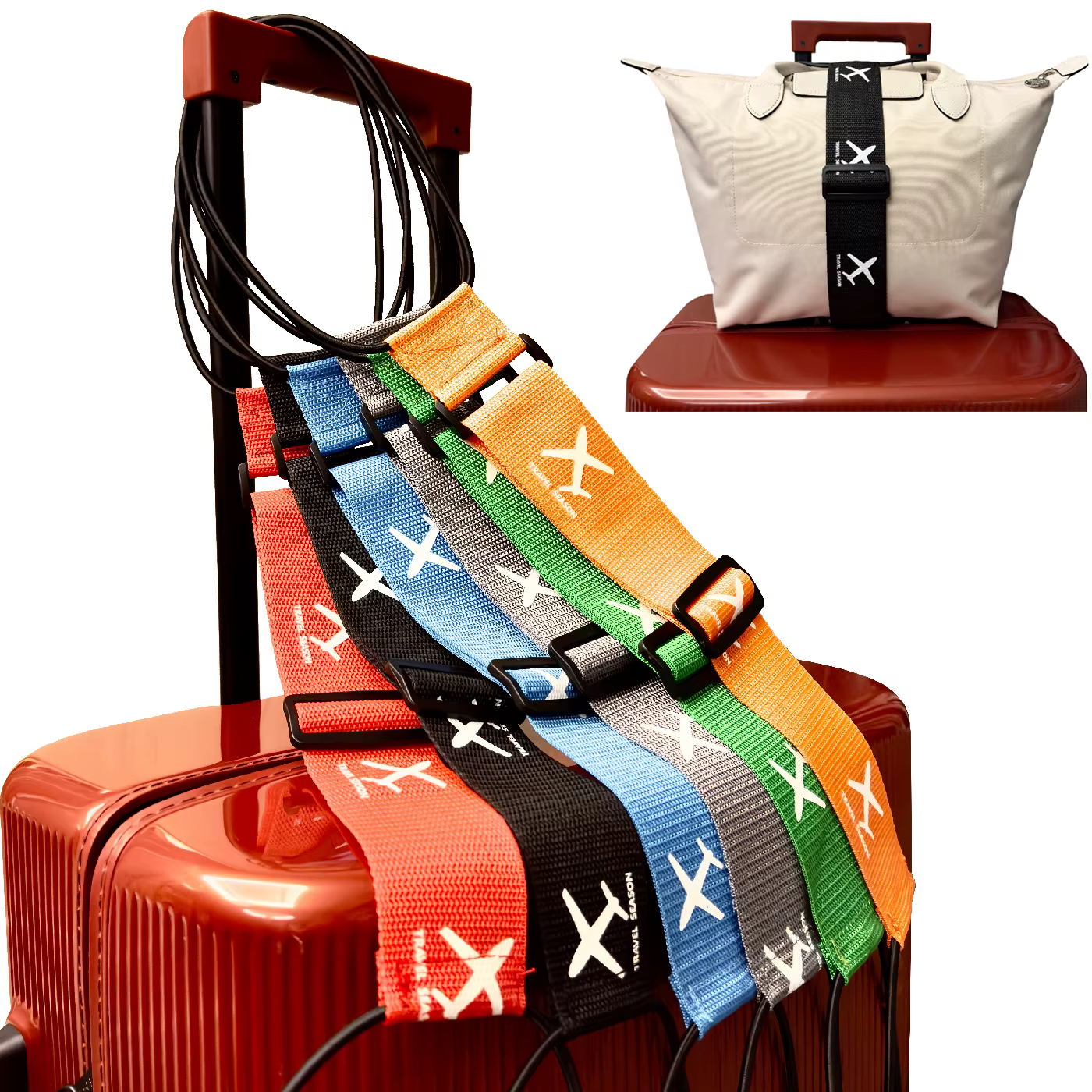 Sangle de bagage fixe en nylon imprimé d'avion avec un paquet
