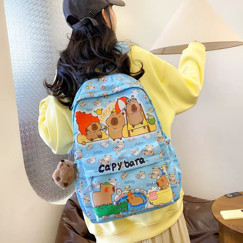 Mignon Capybara sac à dos pour filles garçons étudiant adolescent enfants sac à dos femmes
