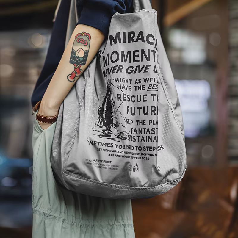 Maden gris extérieur sac léger pliable épaule femmes sac en Nylon voyage bandoulière fourre-tout grande capacité sac à main