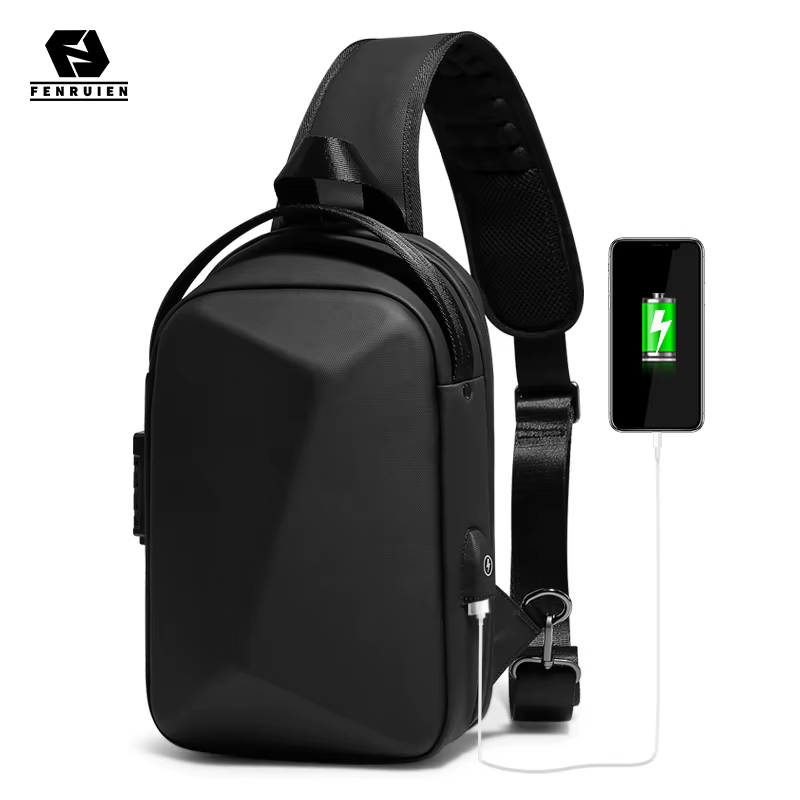 Fenruien sac pour hommes sac à bandoulière multifonction antivol étanche homme sac