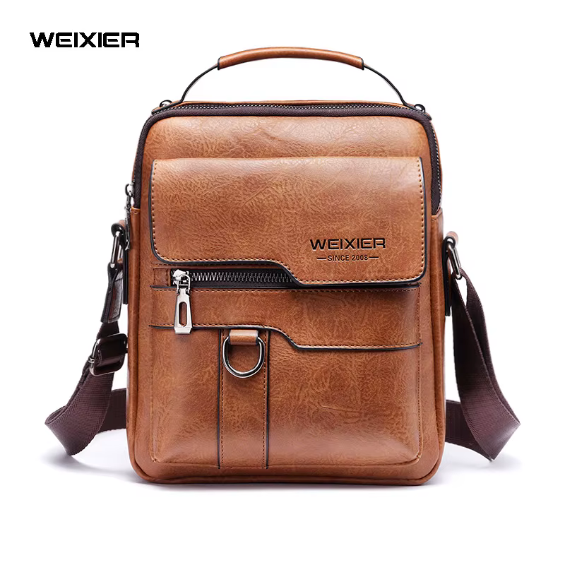 Sac messager en cuir PU de qualité supérieure pour homme WEIXIER - Vintage
