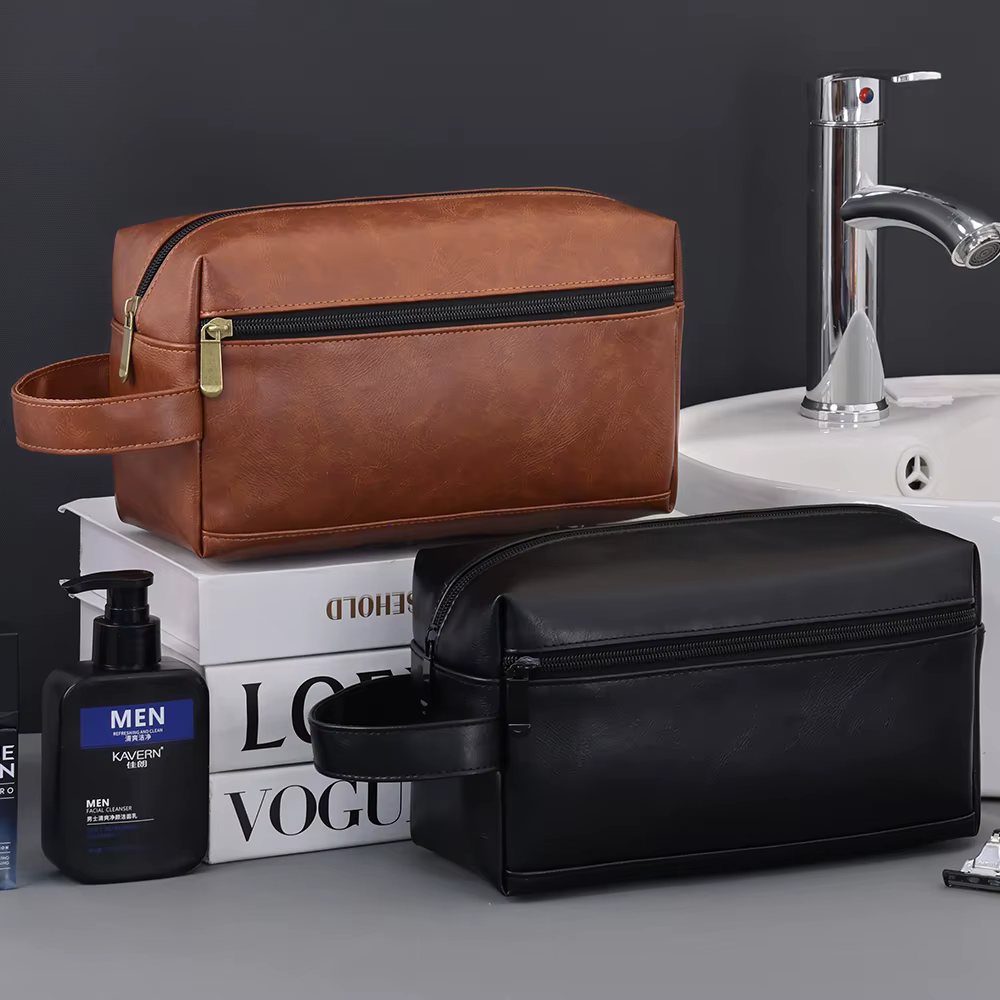 Sac à cosmétiques en cuir pour hommes
