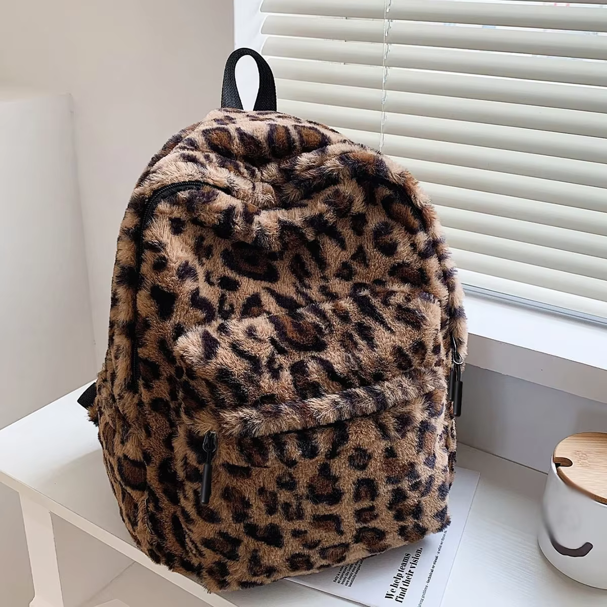 Sac à dos de luxe imprimé léopard pour femmes