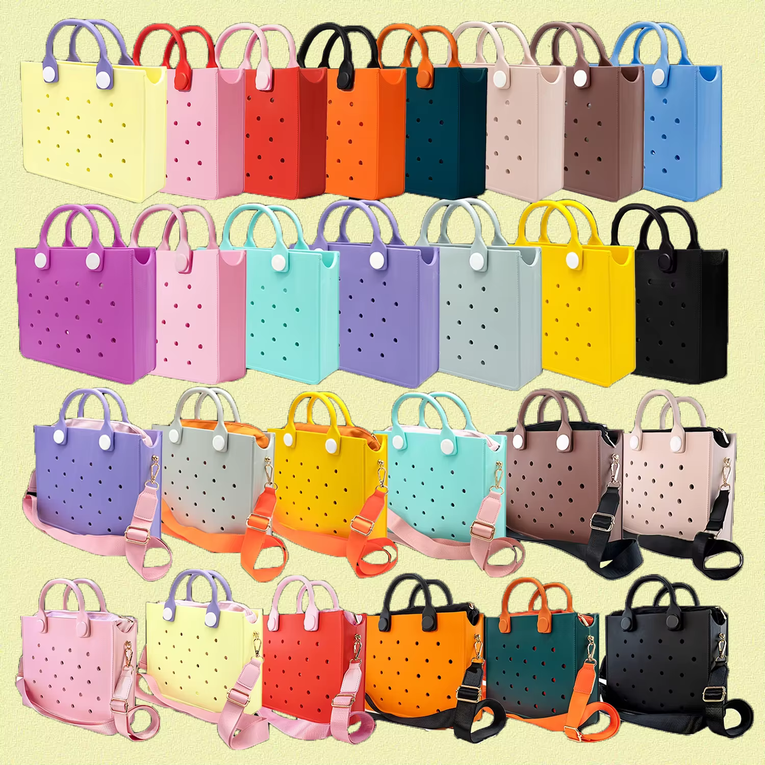 Le gars orange nouveau EVA décontracté brin étanche voyage sac fourre-tout femmes mode perforé sac à main ajustement charmes sacs de plage en plein air