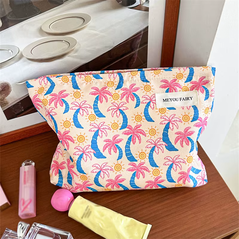 Trousse de Toilette Portable à Motif Palmier Tropical