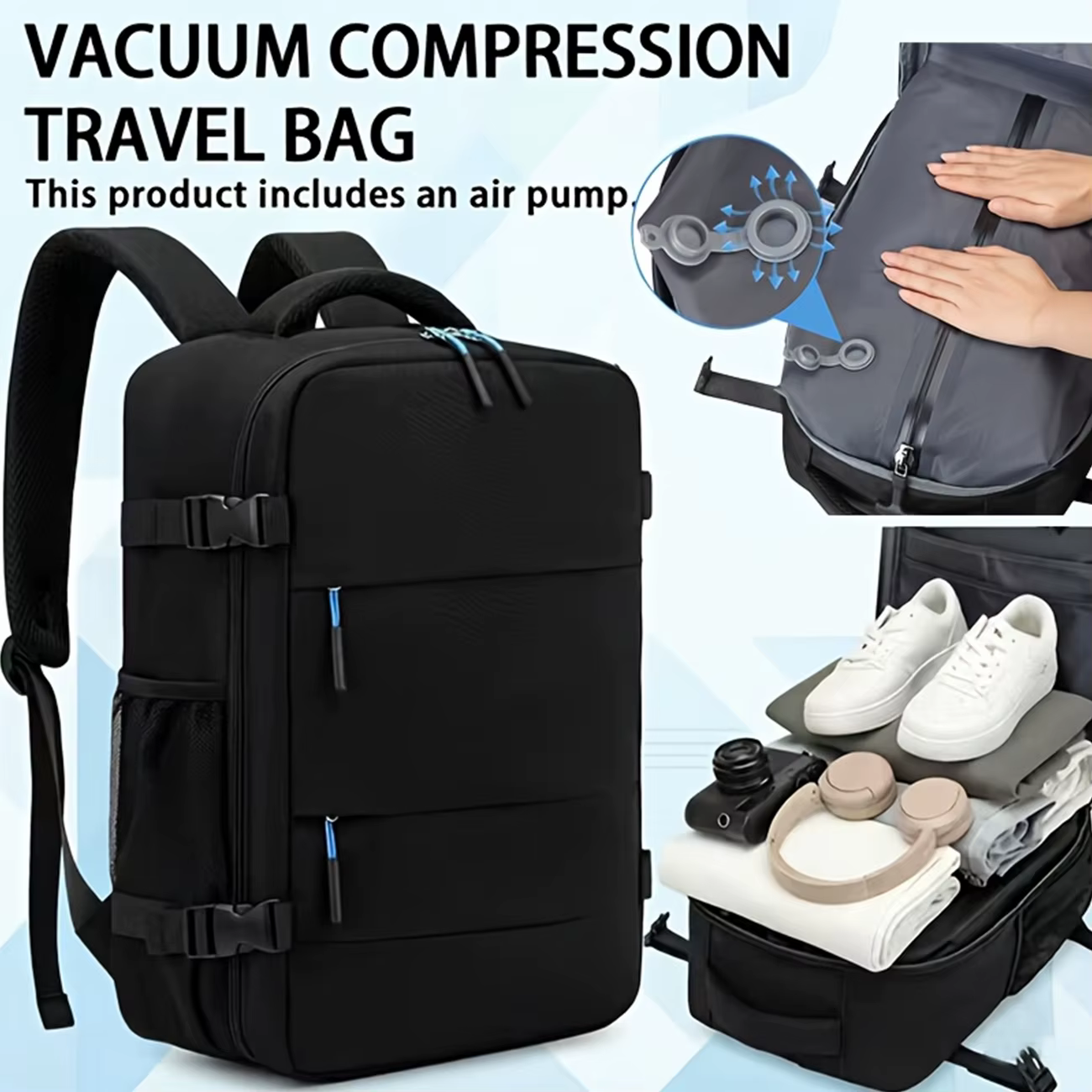 Sac à dos de voyage à compression sous vide
