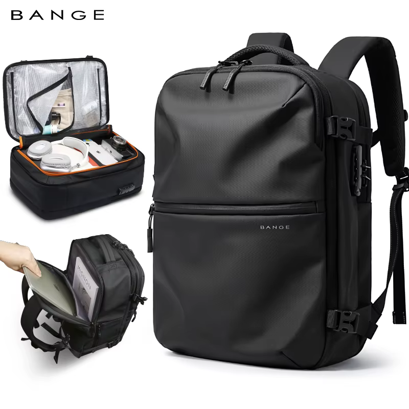 BANGE sac de cabine antivol séparation humide et sèche sac à dos de voyage pour hommes femmes bagage à main 15.6 pouces sacs à dos d'ordinateur portable pour homme