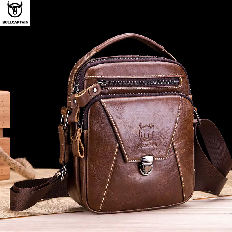 BULLCAPTAIN sac pour hommes en cuir véritable sac à bandoulière unique sac